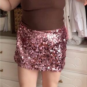 NWT pink sequin skirt